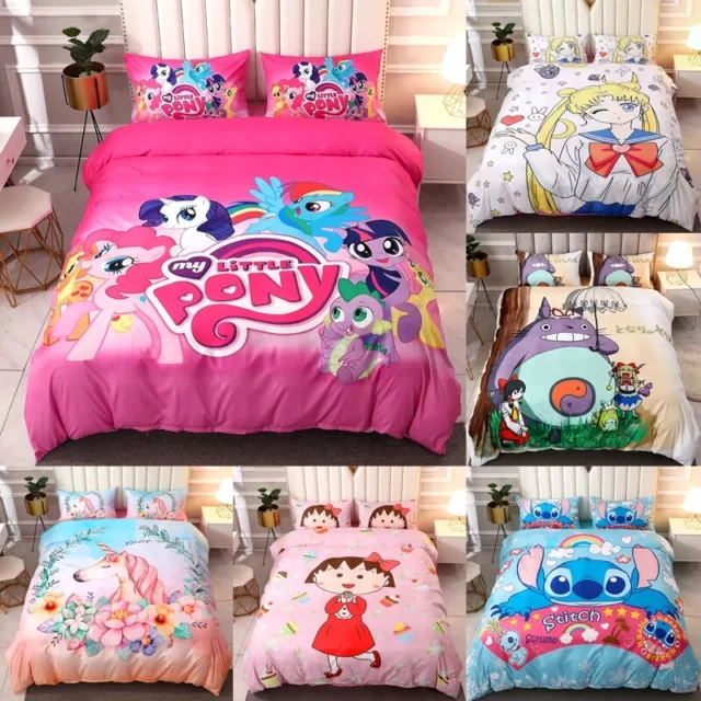 3D My Little Pony Totoro Cartoon Duvet Cover Bedding Set Pillowcase Double Queen