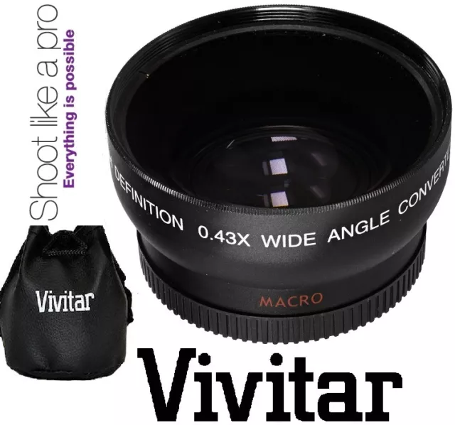 Vivitar HD4 Optics 0,43x HD grand angle avec objectif macro pour Fujifilm X-E1 X-T1 X-T10 2