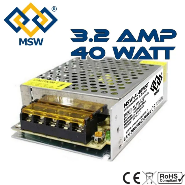 Trasformatore Alimentatore Stabilizzato 3.2A Amp - Out 12V Imput 220V - 40 Watts