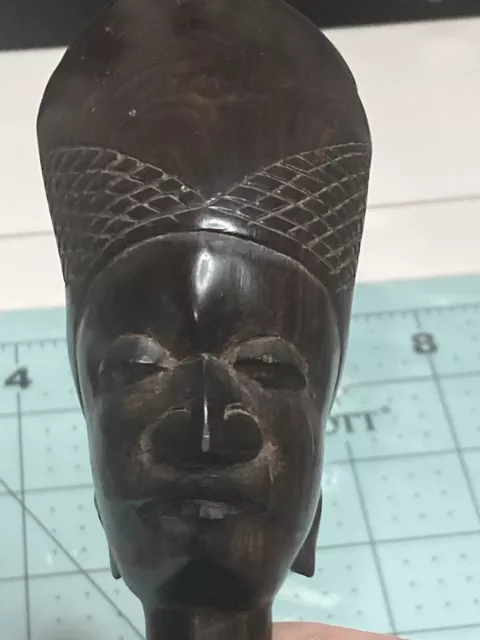 Vintage African Tribal Hand Carved Ebony Wood Woman Bust Sculpture Tanzania 5”