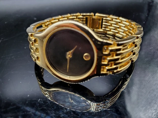 Orologio Donna Movado Museum Esperanza Faccia Nera Cinturino Oro Funziona Ottimo