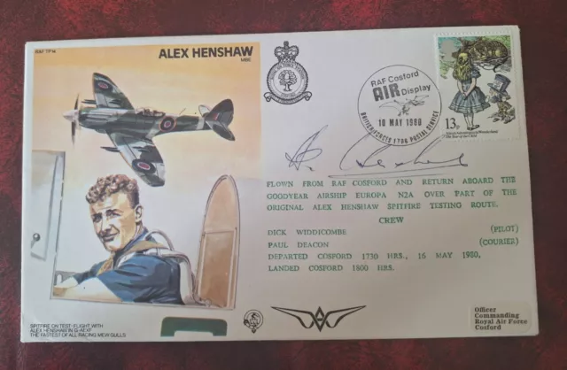 Battle Of Britain Signed First Day Cover FDC Alex Henshaw Test Pilot