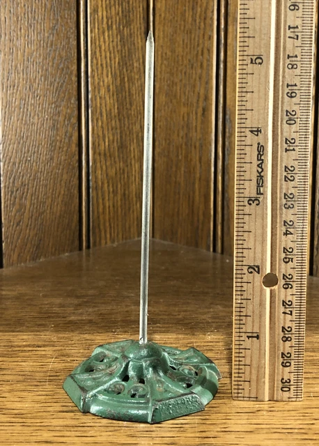 Antique Ornate Cast Iron Metal Spike Paper Receipt Note HolderBank Post Office