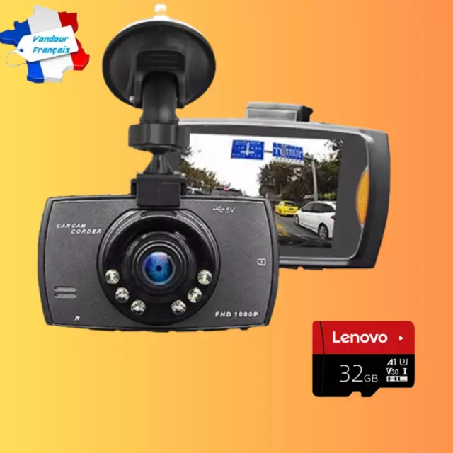 Dashcam Caméra Voiture Tableau de Bord Full HD 1080p Enregistreur Vidéo 32 Gb