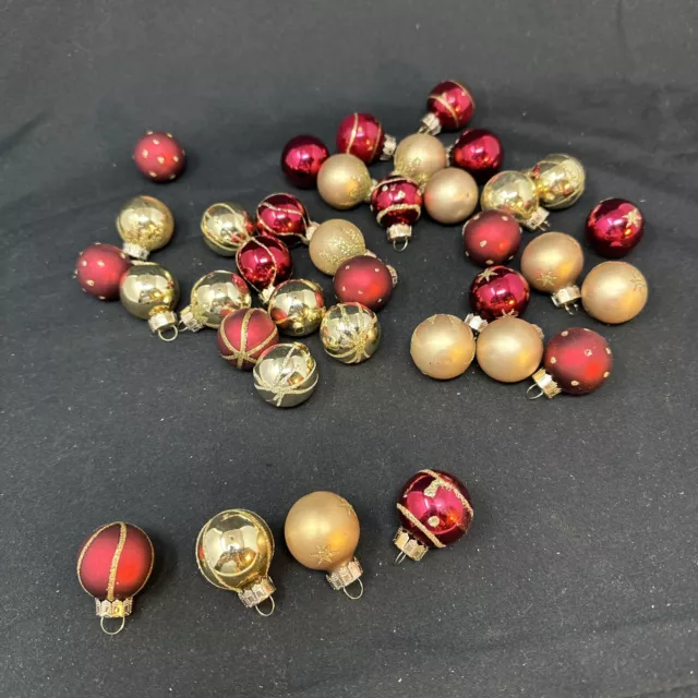 Lot 36 Rauch New 1" Christmas  Red, Silver, Gold, Glitter Glass Ball Ornaments