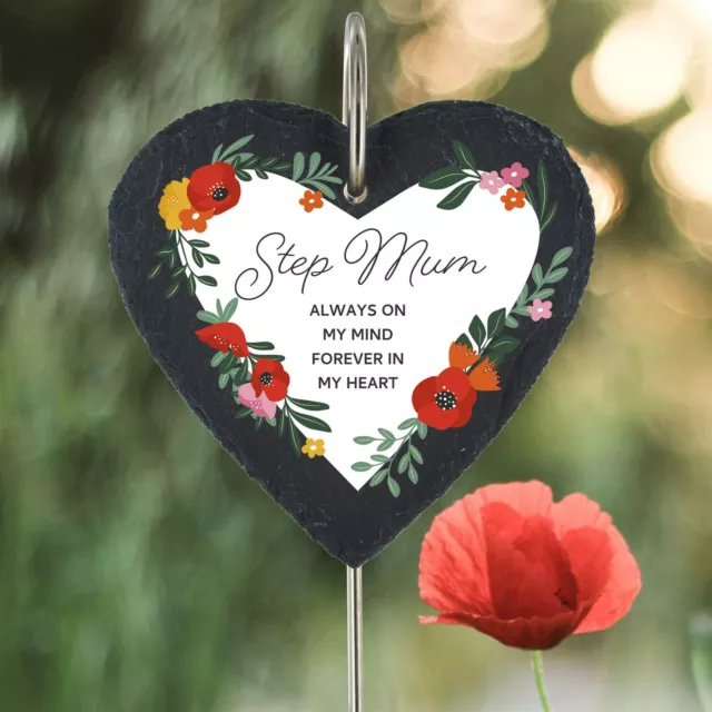 Step Mum Always On My Mind Mohn Thema bunte Memorial Schiefer Grabplakette