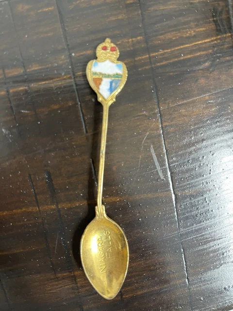 Vintage Niagara Falls Enamel Souvenir Spoon, Copper-Tone - No Mark 10cm