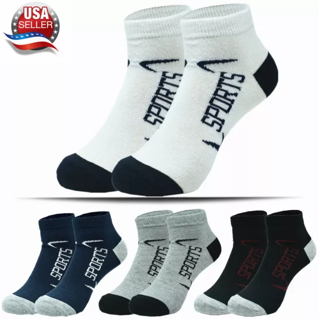 12 Pairs Mens Cotton Sports Ankle Quarter Crew Casual Socks Low Cut Size 9-13