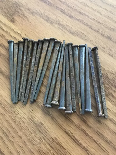 20 Vintage Salvaged Metal Cut Square Nails, 3" Long