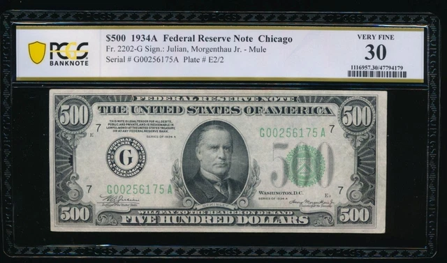 AC 1934A $500 FIVE HUNDRED DOLLAR BILL Chicago PCGS 30