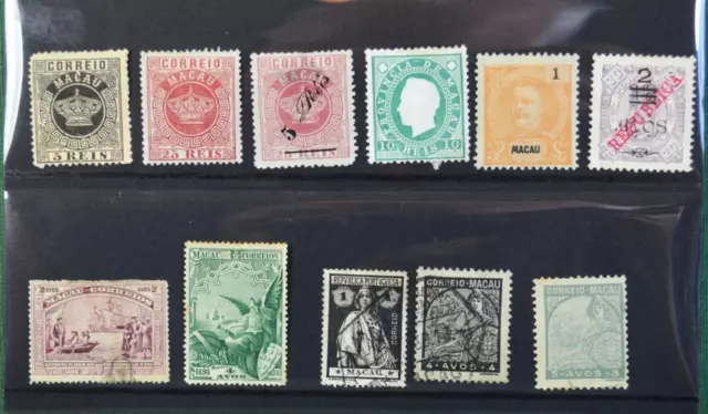 Macau Portuguese Colony Stamps 11 On Stock Card  (Z2)