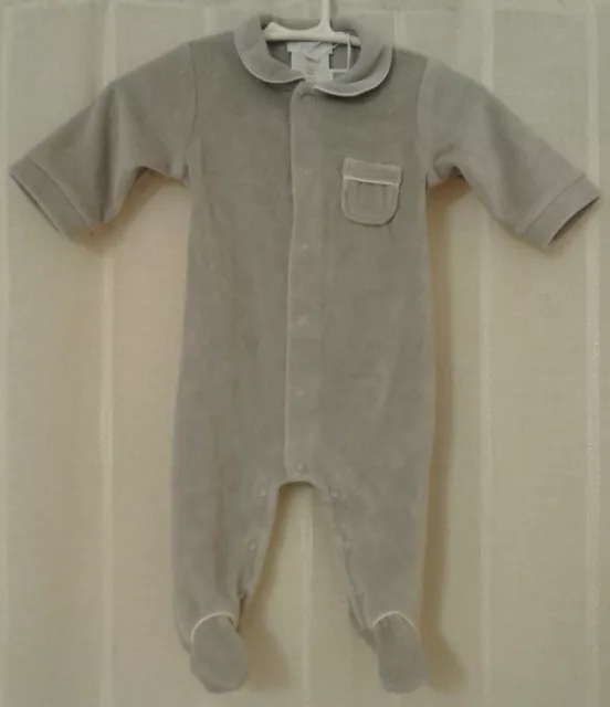 NWT Jacadi Baby Boy Gray Velour Footie 3 months