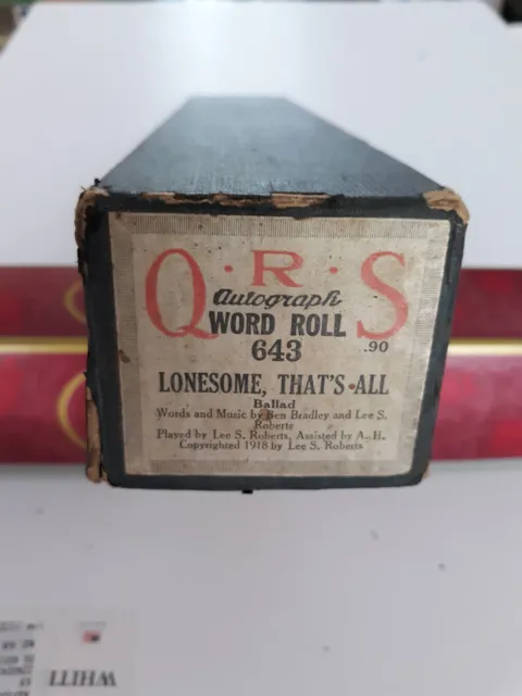piano roll QRS 643 Lonesome That's All ballad Lee Roberts 1918