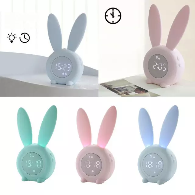 Cute Bunny Alarm Clock for Kids Toddlers Children's Smart Sleep Wake Up Trainer