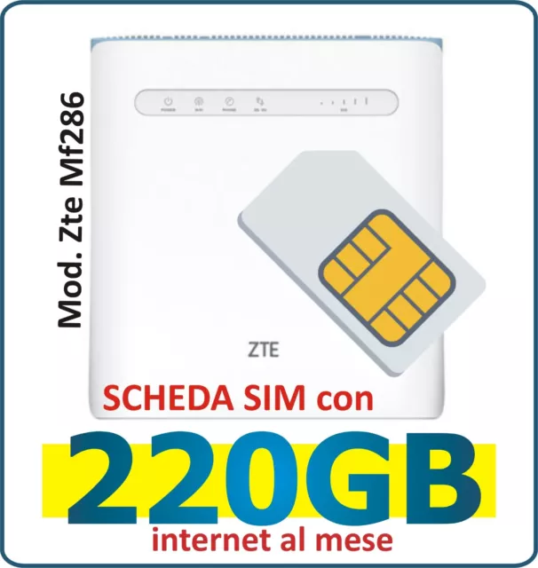 Modem 4G e 270GB al mese Wifi sim portatile ZTe MF-286D con sim inclusa