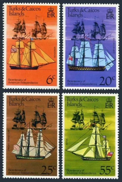 Turks & Caicos 311-314,314a sheet,MNH.Michel 353-356,Bl.6. USA-200, 1976. Ships.