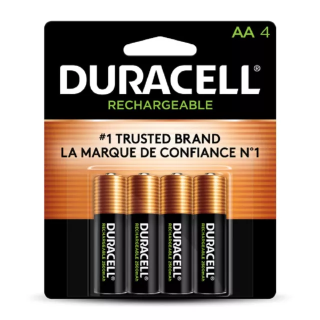 4 Duracell AA Pre Charged Rechargeable 2500mAh NiMH Batteries 2