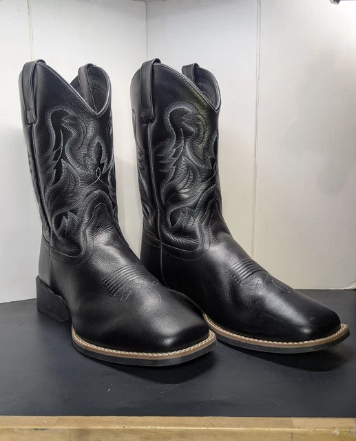 CODY JAMES MENS Ace Western Boot Broad Square Toe Black Leather 10 EE ...