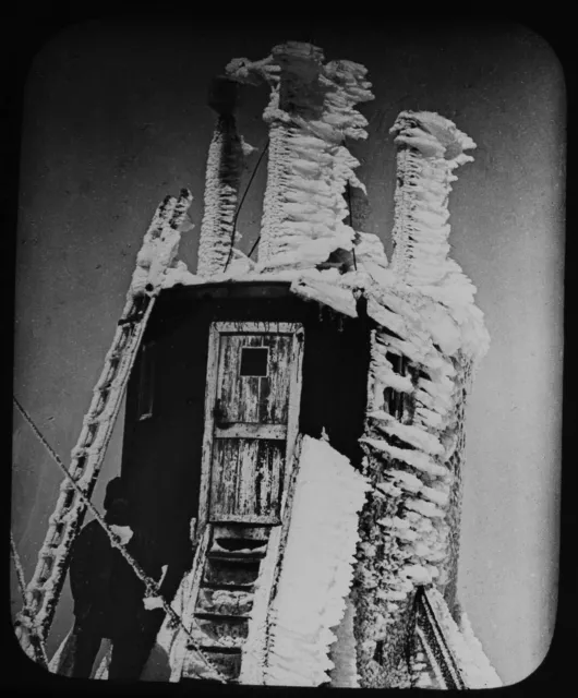 Magic Lantern Slide BEN NEVIS OBSERVATORY COVERED IN ICE CRYSTALS C1890 PHOTO