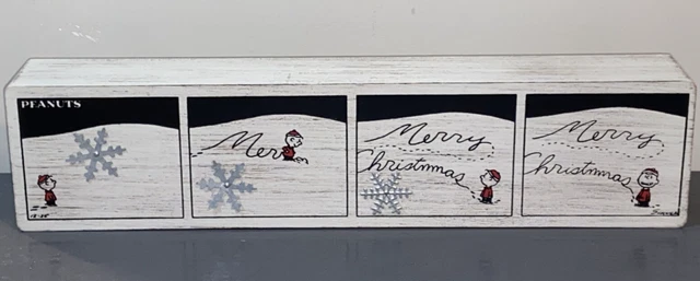 Peanuts ~ Merry Christmas Comic Strip w/ Charlie Brown ~ Block Decor~ Hallmark