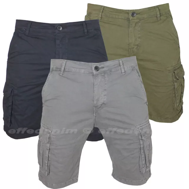 Bermuda Uomo Cargo Pantaloni corti con Tasche Laterali pantaloncini Multitasche