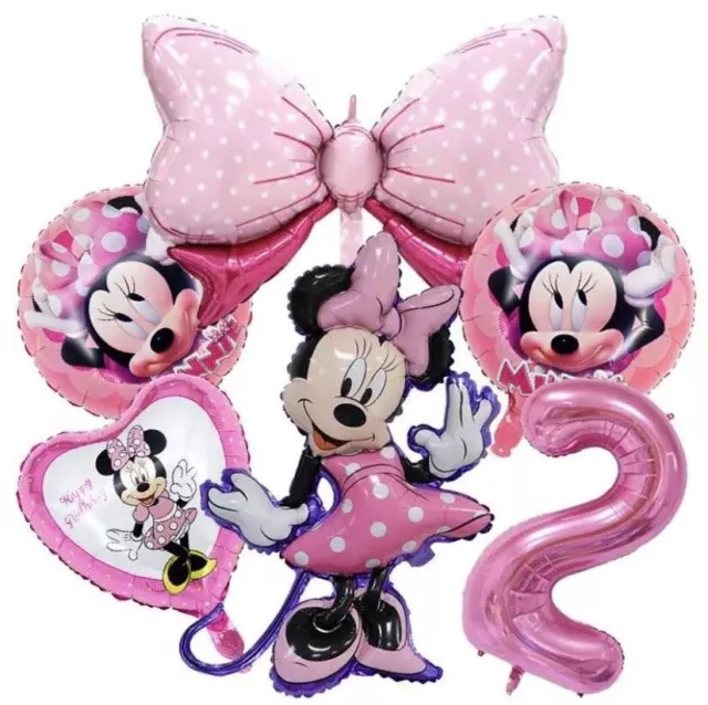 Minnie Mouse 2. Geburtstag Mädchen rosa Ballon Set Party Dekorationen Alter 2 Kinder
