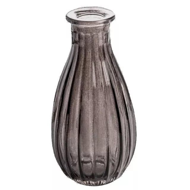 SANDRA RICH, "RIM" kleine Flasche, Glasvase, Blumenvase 14,5 cm GRAU