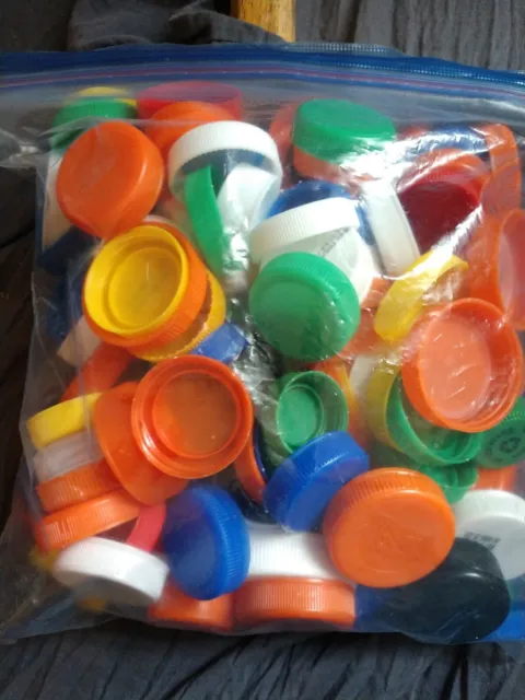 175 PIEZAS Tapas de botellas de plástico surtidas de colores hágalo usted mismo artesanal.