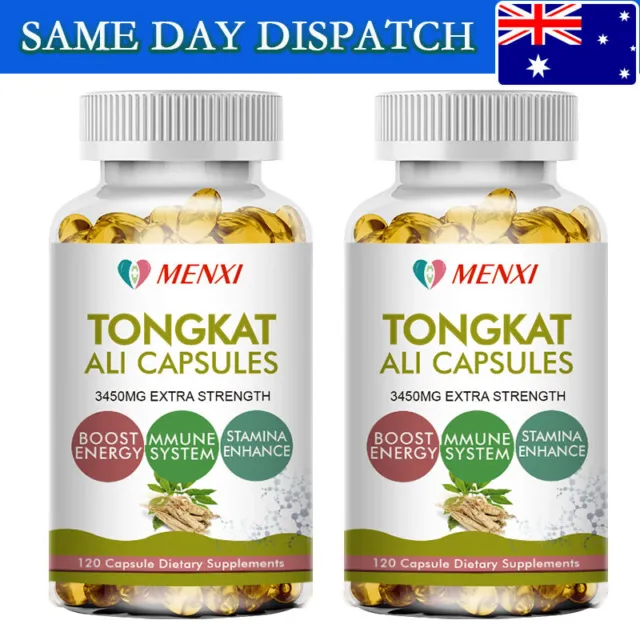 Tongkat Al LONGJACK GRADE A STRONGEST ROOT EXTRACT 200:1 2 x 120 Softgels MENXI