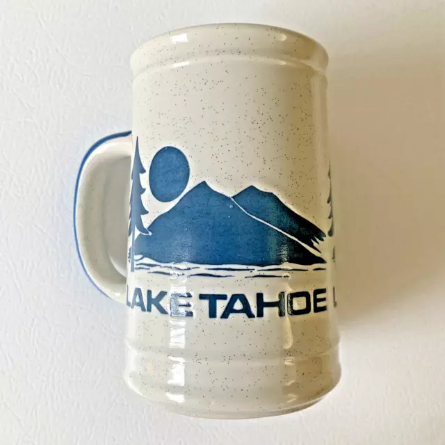 Lake Tahoe California / Nevada Blue Speckled Souvenir Travel Mug Cup - Vintage