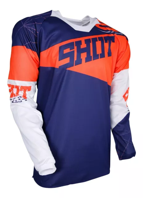 Adults Motocross Jersey Shot Contact Infinite Blue Orange Mx Enduro Top