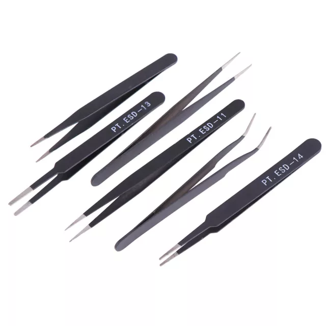 6Pcs Anti-static ESD Tweezers Repair Tool Precision Curved Straight Tweezer~_bj 3