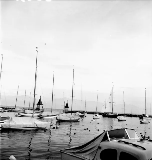 SUISSE c. 1960 - Bateaux Port  Lac Léman Morges - Négatif 6 x 6 - Sui 193