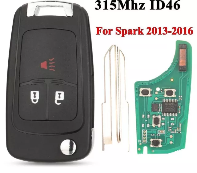 Fits Chevrolet Spark 315Mhz  Complete Transponder Remote Key