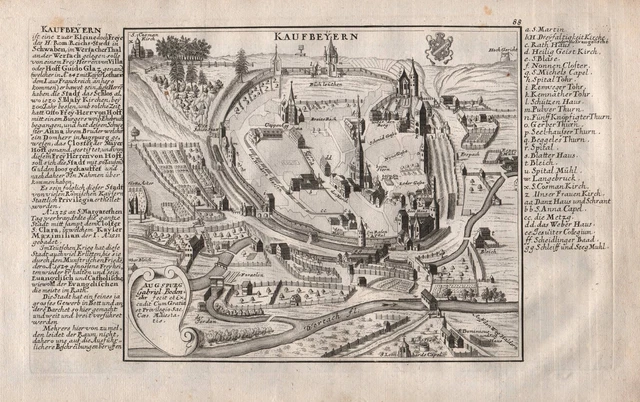 Kaufbeuren Allgäu Swabia Baviera Engraving Incisione Bodenehr 1720