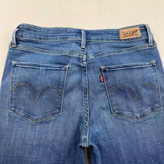 Levis Mid Rise Skinny Fit Blue Denim Jeans Womens 8 Medium Stone Wash Stretch