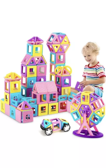 Magnetic Building Block Tiles Set Castle Educational Toy for Children - 85pcs