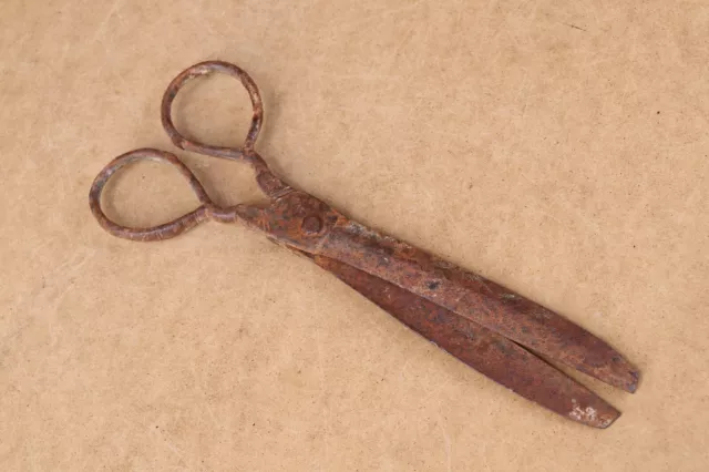 Vintage Scissors Antique Cutter Hand Wrought Shears Blacksmith Large Marked 19th