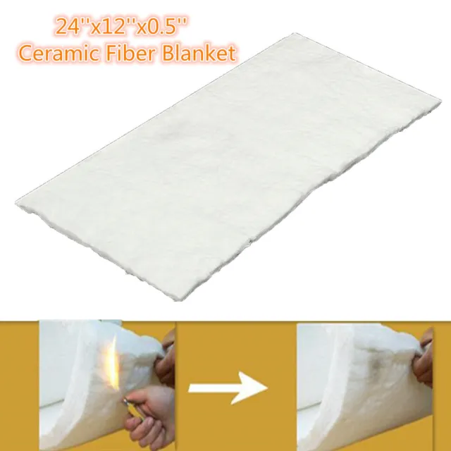Ceramic Fiber Insulation Blanket Fireproof Wool 24''x12''x1/2" High Temperature
