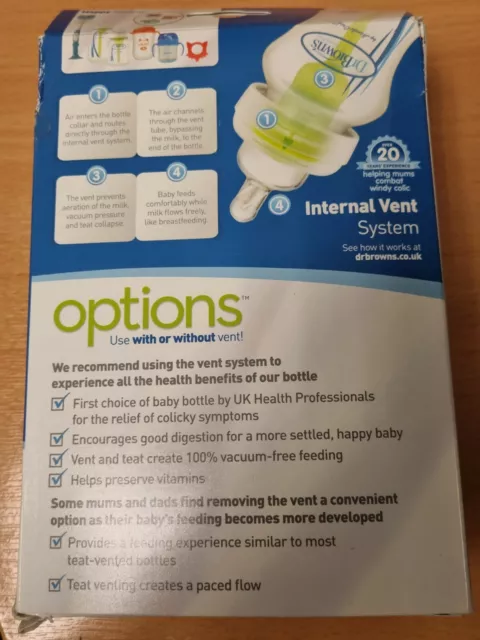 Dr Browns Options+ Anti-Colic Bottles 2x270ml (0 month+) Tatty Packaging 2