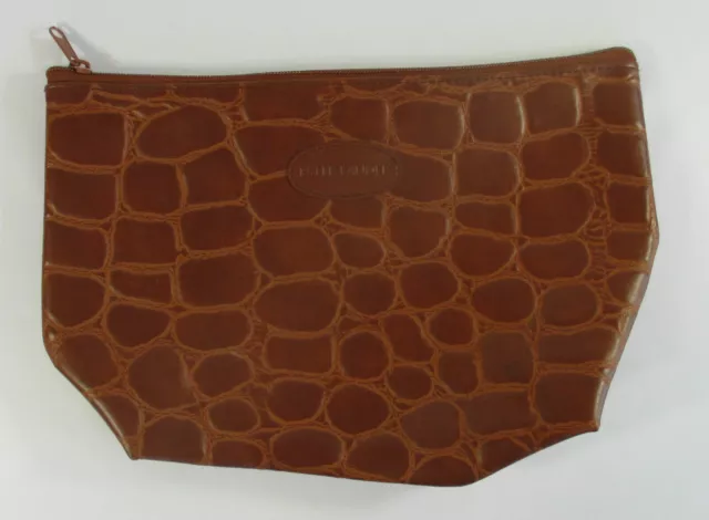 ESTEE LAUDER Brown Embossed Faux Croc/Alligator Skin Cosmetics, Makeup Bag NEW!