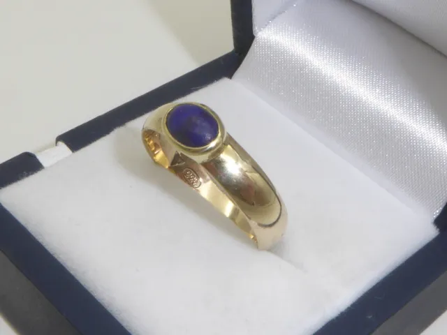 Ring 333 Gelbgold 8K Gold Goldring Blau Lapis Lazuli RG 61 - 19,4 mm 7290