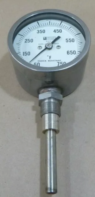 Weksler B3S2-S Self-Indicating Shock Resistant Thermometer Gauge 50-750F