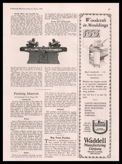1930 WADDELL MANUFACTURING Co Grand Rapids Michigan Furniture Mouldings ...