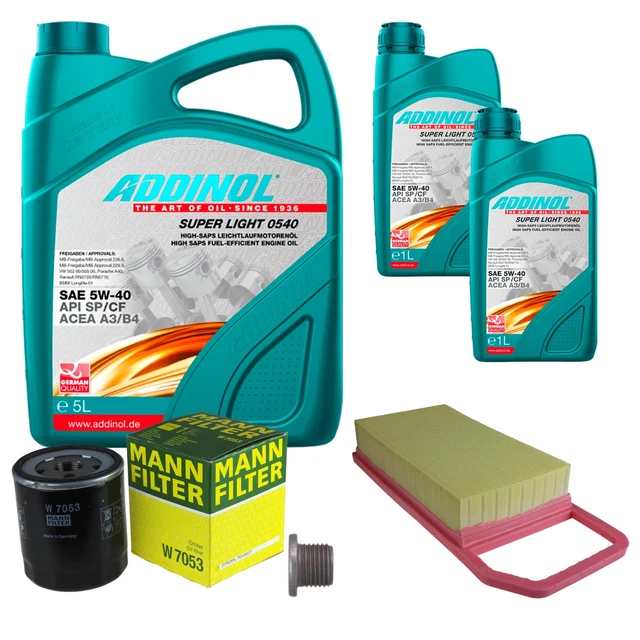 MANN INSPEKTIONSPAKET 7L ADDINOL 0540 SUPER LIGHT 5W-40 für Peugeot 407 ...