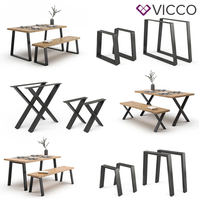 Produktbild von Ariana Home® - 2X Premium Stabil Tischkufen, Tischbeine, Tischgestell, Möbelfüße Aus Metall, (Couchtisch, Esstisch, Schreibtisch, Wohnzimmertisch, Sitzbank & Andere Möbel) - 70x72 Cm Industrial