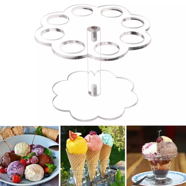 8 Holes Reusable Detachable Transparent Acrylic Ice Cream Cone Holder Party DIY