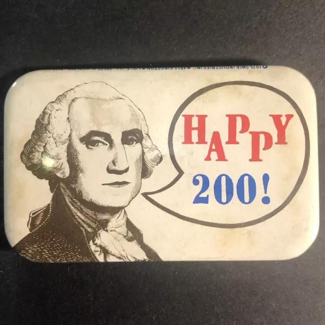 Patriotic George Washington Bicentennial "200" 2 3/4" Steel Pinback Button 1976