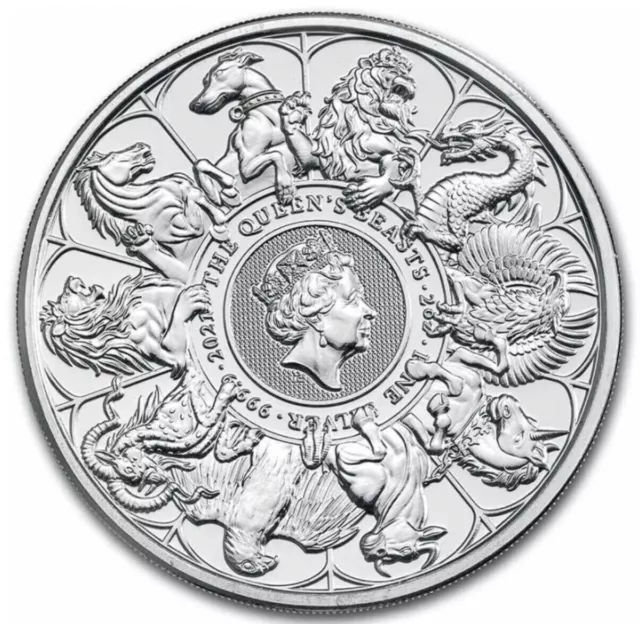 UK Großbritannien  2021 Queen´s Beast Completer Coin  2 Oz Silber 999.9