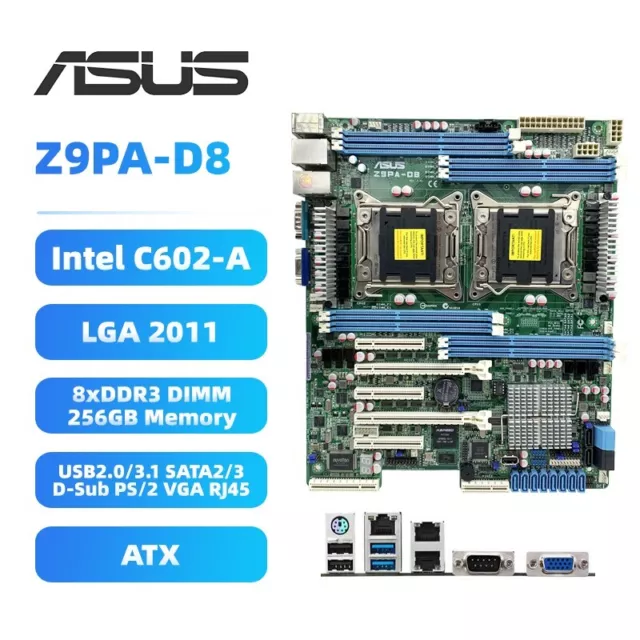 ASUS Z9PA-D8 Motherboard ATX Intel C602-A LGA2011 DDR3 SATA2/3 VGA RJ45 D-Sub